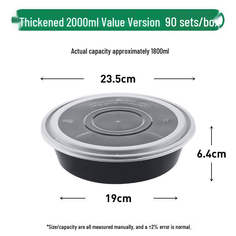 Black Round Disposable Food Containers: Thickened Soup and Fast Food Bowls