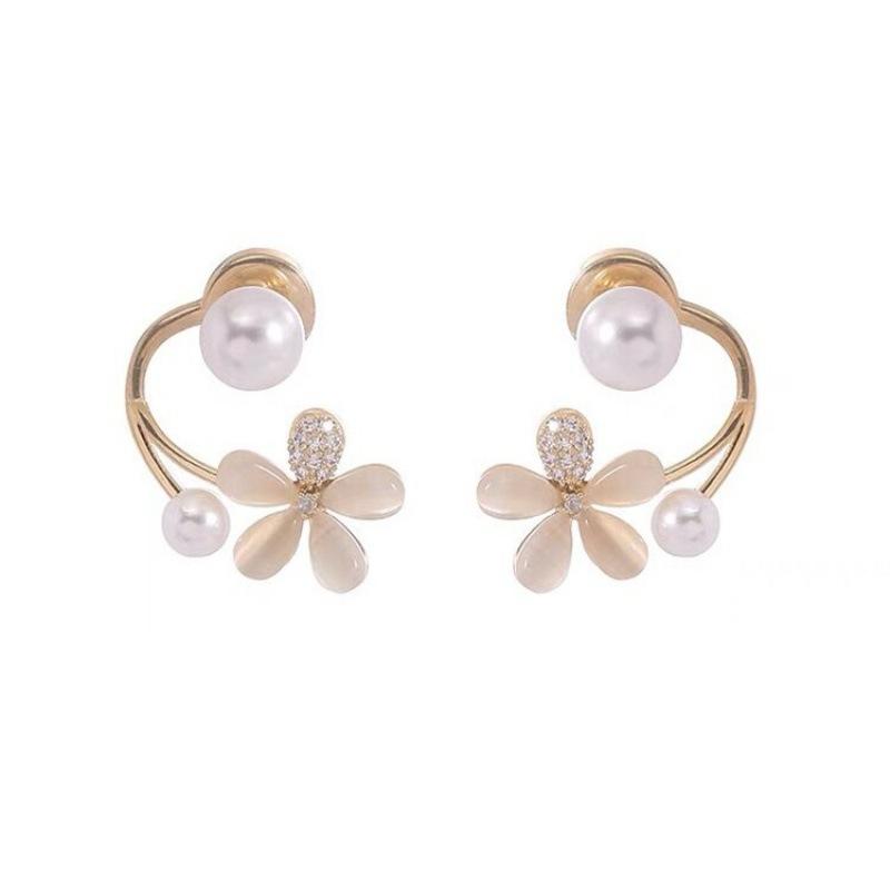 Silbernadel-Temperament-Perlenstecker für Damen, ein zweifach tragbarer Opal-Ohrring, Nischen-Design, süße Ohrringe