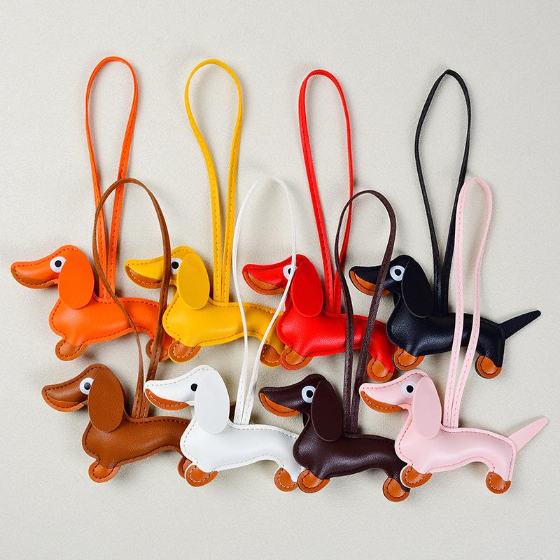 Dopamine Dachshund Pendant Bag Versatile Pendant Niche PU Cute Fashion Puppy Car Keychain Accessories