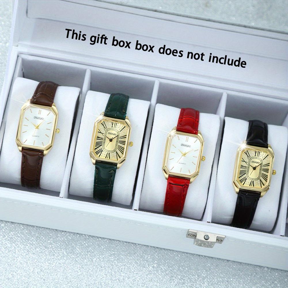 

Набор женских часов класса люкс, 4 шт./компл., кварцевые часы, аналоговые, ремешок из ПУ-кожи, квадратный циферблат, набор женских часов, идеальный подарок для женщин