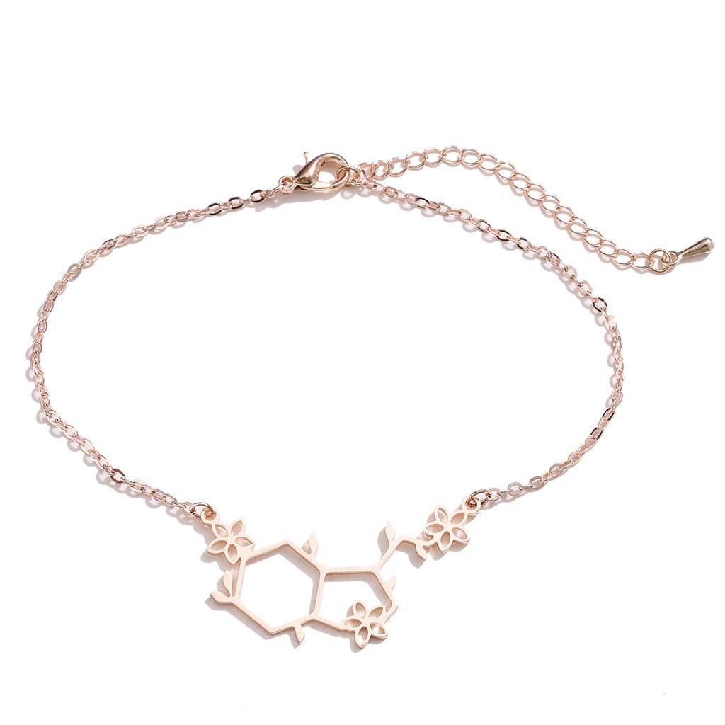 Kinitial Stainless Steel Serotonin Molecule Chemistry Polygon Pendant Necklace For Women Happy Hormone Molecule Necklace Jewelry