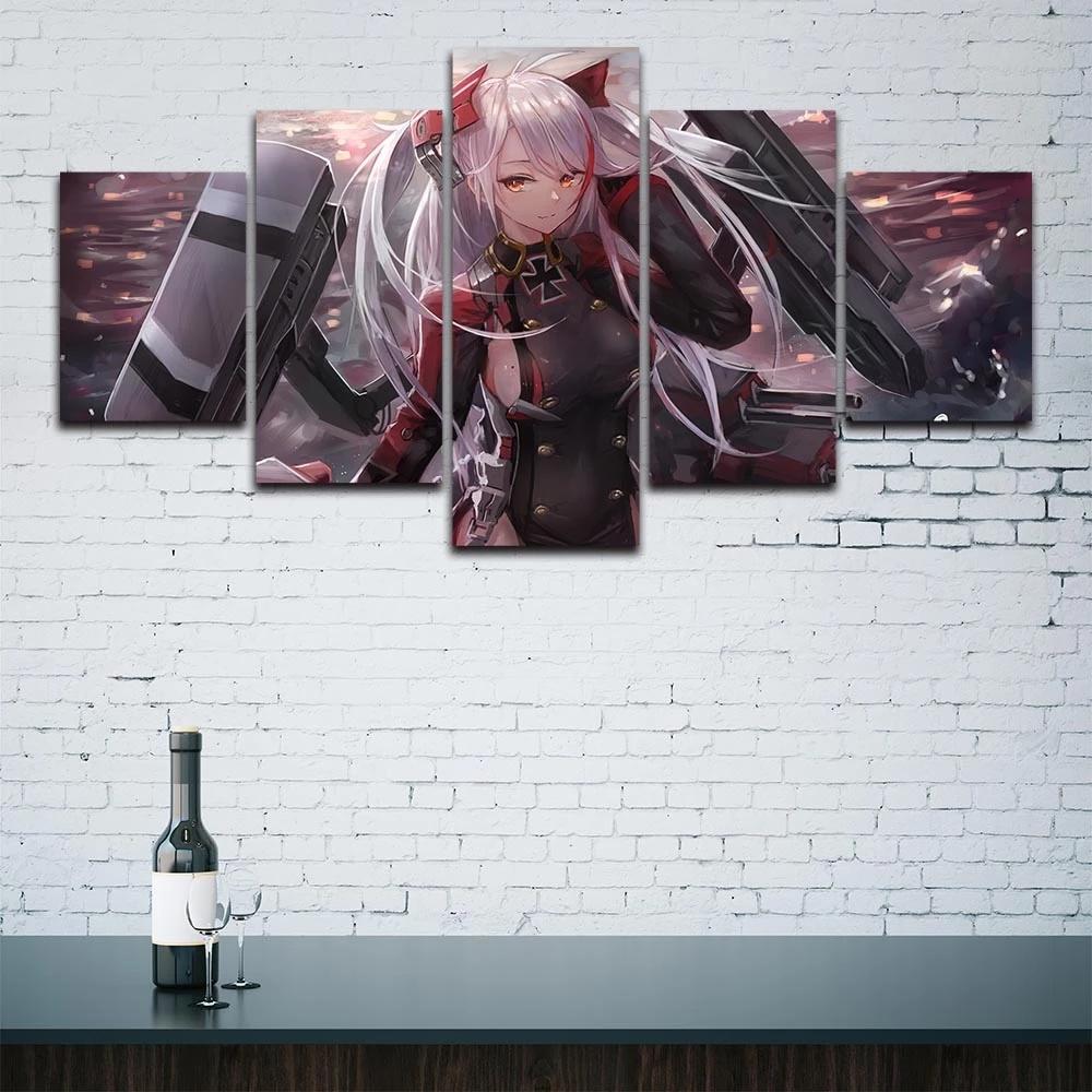 Modern Canvas Painting Modular 5 Pcs Azur Lane Prinz Eugen Poster Prints Home Decor Wall Anime Characters No Frame Picture Art