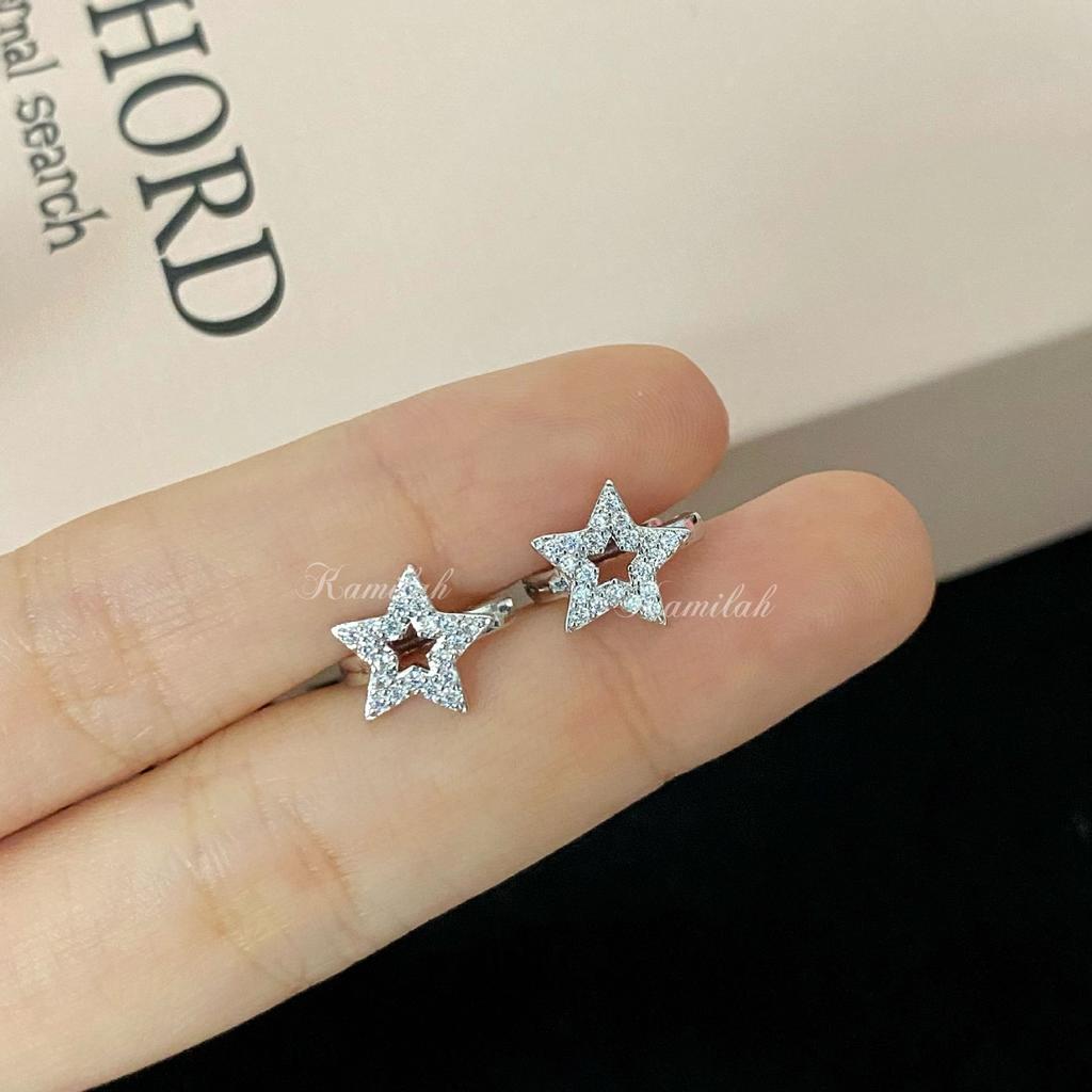 Star Zircon Yk Stud Earrings American Niche Design Sense Cold Retro Unique High-end Sense Women