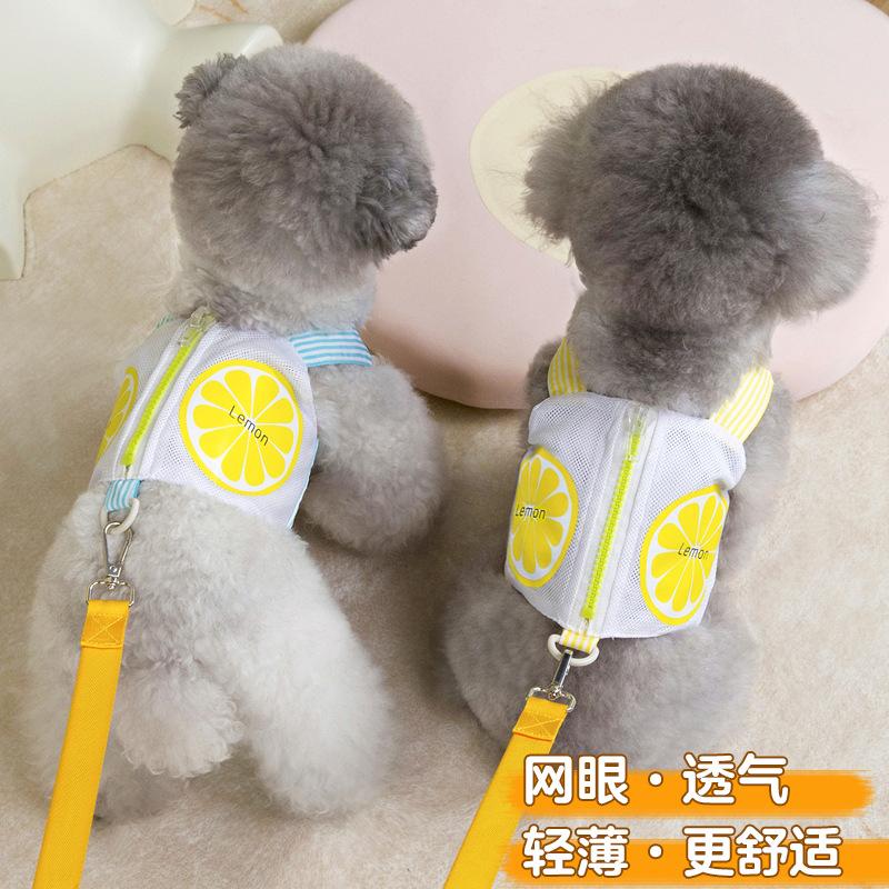 Short Pet Small Dog Mesh Dog Clothes Vest Chest Strap Leash Spring and Summer