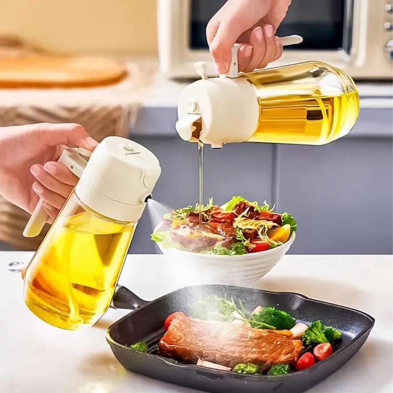 2 In 1 Oil Dispenser Bottle Oil Spray Bottle for Kitchen Oil and Vinegar Dispenser Olive Oil Bottle Sprayer Home(Spray&pour)