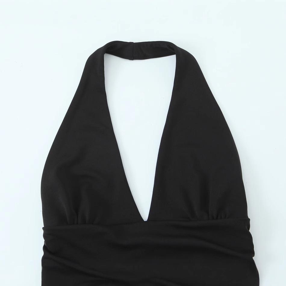 Spring 2025 Women's European & American Style Halter Neck Short Dress