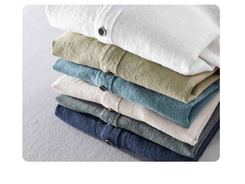 Men's Ramie Long-Sleeve Shirt - Spring/Autumn Casual Loose Fit, Youth Classic Style (Model 9798)