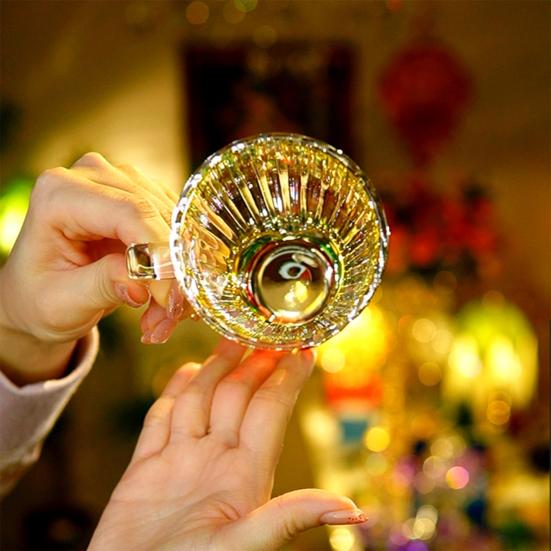 Painted Glass Coffee Cup 250ml Art Latte Mug 3D Stained Glass Tea Cup Heat-Resistant Glass Mug Gift for Coffee Lovers