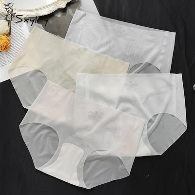 Sexy High Waist Ice Silk Seamless Underwear Ladies Summer Ultra-thin Sense Quick-drying Panties Women Briefs