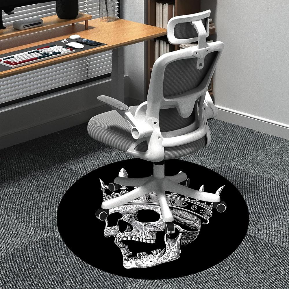 

1pc King Skull Office Round Area Rug, Indoor Mat Suitable ForOffice, Under Office Chairs Bedroom Living Room Home Decor, Room Deco q114 80cm by 80cm