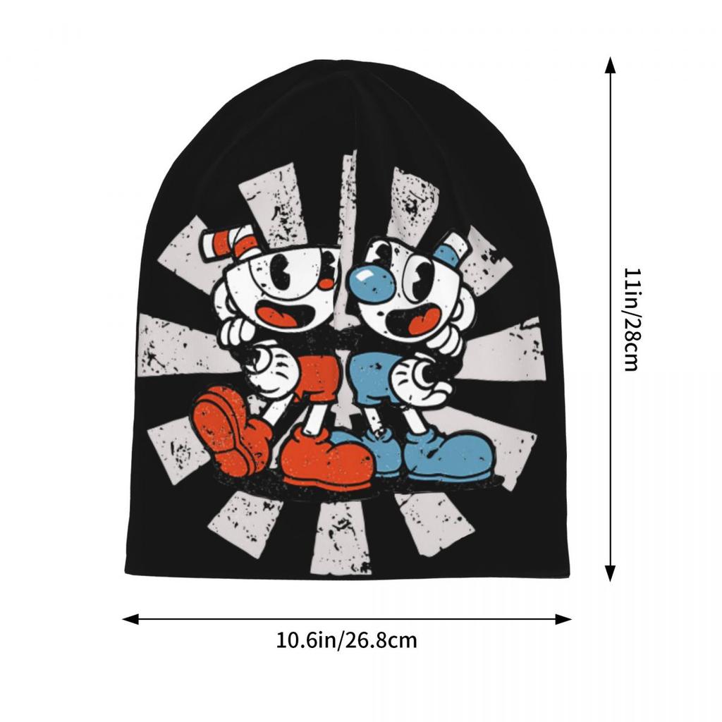 Retro The Cuphead Bonnet Hats Autumn Winter Outdoor Skullies Beanies Hat Game Anime for Unisex Women Summer Head Wrap Cap