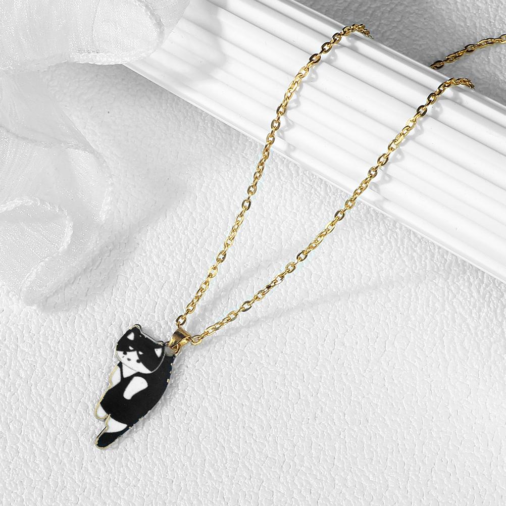 Cartoon Cats Pendant Necklace Cute Calico Cat Naughty Cow Kitten Animal Alloy Chain Jewelry for Women Men Trendy Friendship Gift