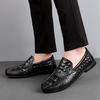 Mode Äkta Läder Herr Casual Skor Lyxmärke 2024 Herr Loafers Mockasiner Andningsbara Slip-on Svarta Körskor Plus Storlek 38-46