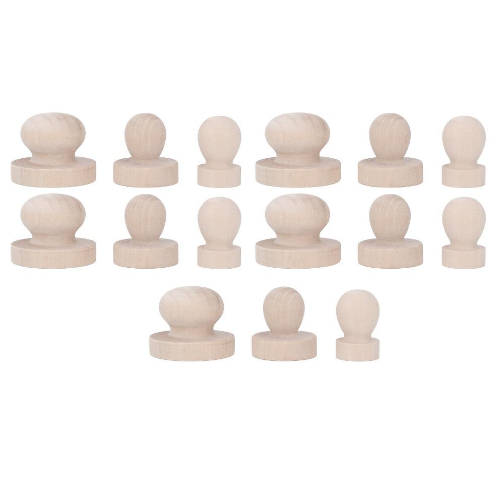 

15pcs Wood Stamps Pinewood Wooden Stamp Handle Smoothing Surface Comfortable Grip Wood Knobs Round Stamp Handle Scrapbooking