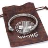 Stainless Steel Adjustable Viking Wolf Head Rune Men's Bracelet
