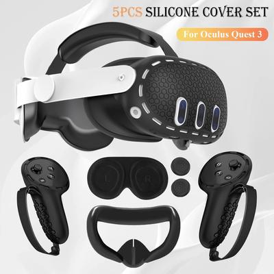 Sada silikonového krytu pro Oculus/Meta Quest 3, příslušenství pro VR Ochranný kryt Úchyty ovladače Kryt, kryt sluchátek a obličejový kryt
