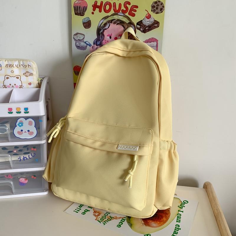 Teenage Backpack Solid Color Student Schoolbag Large Capacity Backpack