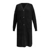 Lazy Trend Knitted Cardigan Women Long Sleeve Knee Length Medium Long Hair Jacket Solid Color