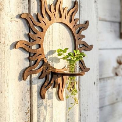 Étagère Murale Cadre pour Plantes Hydroponiques Support de Plantes Durable à Fixation Murale avec Tube à Essai Transparent pour la Décoration de la Maison