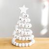 Miniature Christmas Tree Figurine Wood Beaded Festival Tree for Dining Table Living Room Office Desk Holiday Decoration