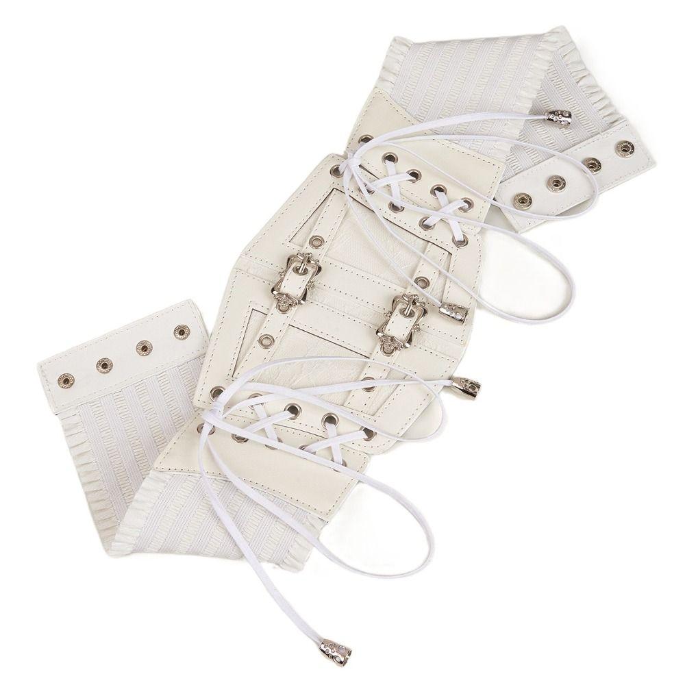 Leather Corset Belt Adjustable Wide Waist Corset Punk Lace Cummerbunds  Girl
