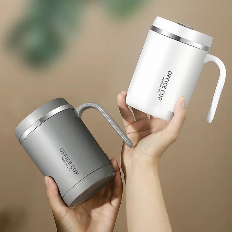Coffee Cup Grey Creative Drinking Cup Portable Office Large Capacity Covered Milk Mug for Kitchen Travel Water Bottle Thermoses
