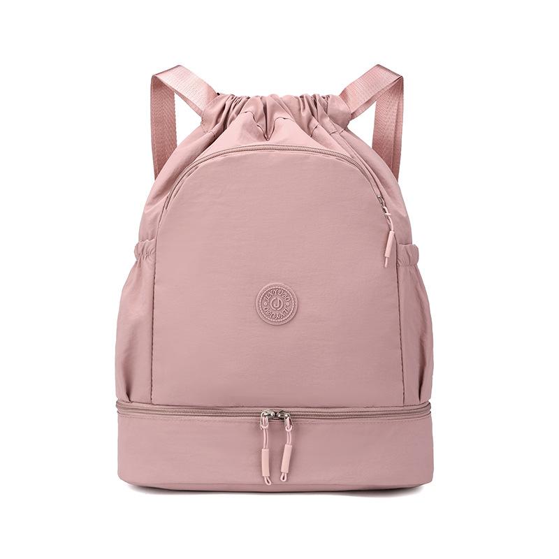 Drawstring Backpack with Dual Zipper Compartment Lightweight Casual Bag Unisex Gym Travel School Backpack