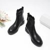 Fashion Belt Buckle Design Ankle Boots for Women Round Toe Soft Leather Side Zip Platform Boots Non-slip Brand Designer Flats
