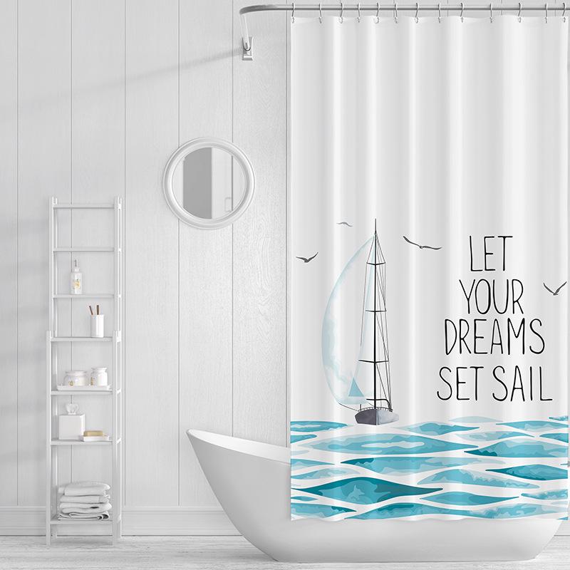 Bathroom Thickened Waterproof Curtain Mildew Proof Shower Curtain Shower Partition Curtain Shower Curtain Bathroom Curtain Free Perforation