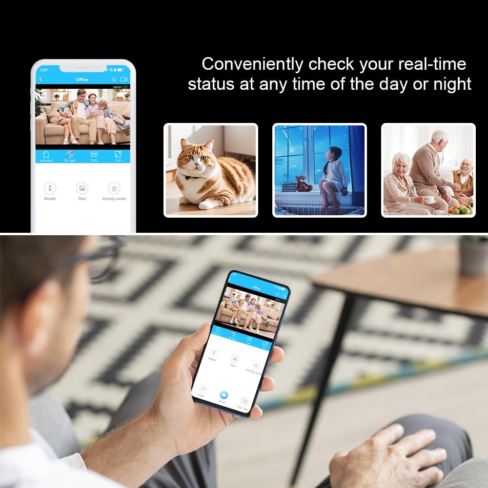 HD 170° Wide-angle Camera, 1080P Infrared Night Vision Security Surveillance, Loop Recording, Motion Detection, Video Recording Wireless WiFi Camera