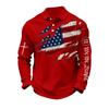 Patriotic Long Sleeve Polo Shirt, American Flag Graphic, Casual Style