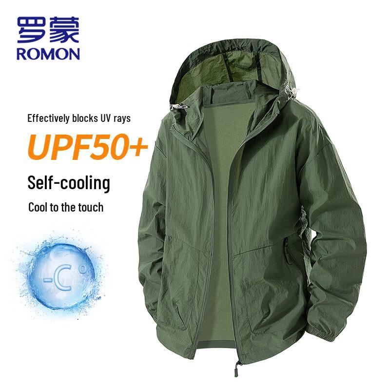 ROMON Men's UPF50+ Quick-Dry UV Protection Hooded Jacket