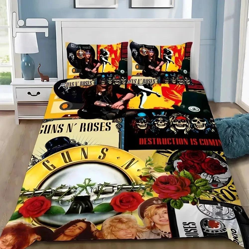 2/3 stuks Rock Band G-Guns N R-Roses beddengoedset, dekbedovertrek en kussenslopen, woonkamer slaapkamer decoratie, cadeau voor jongens en meisjes
