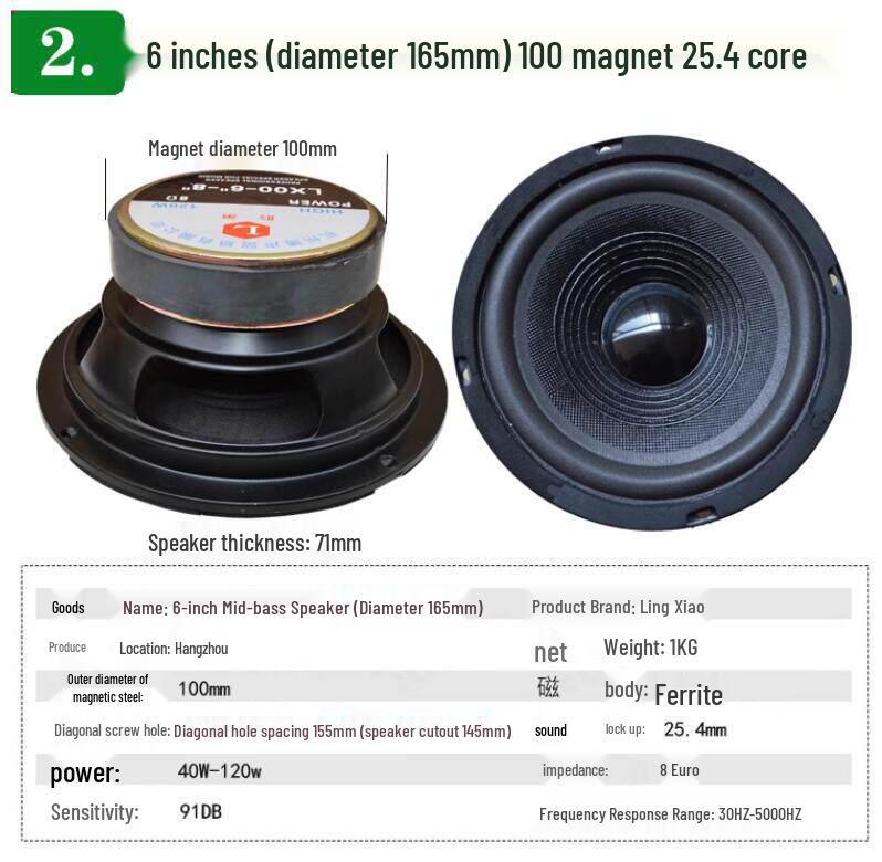 5, 6, 8, 10, 6.5, 12-inch Mid-Bass and Full-Range Home Audio Speaker