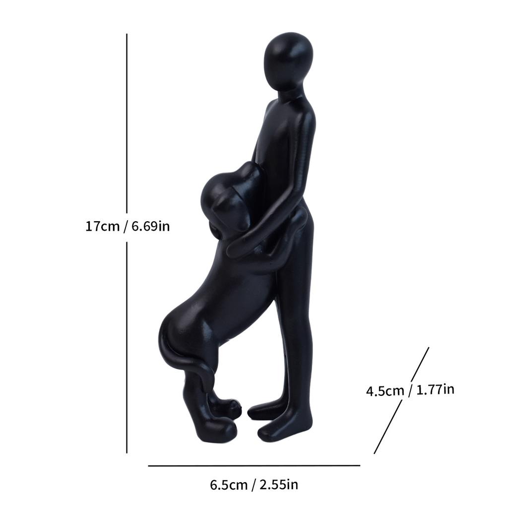 Pet Sculpture Home Decor Cute Man and Dog Statue Decoration Office Living Room Bedroom Home Memory Gifts for Pet Lovers