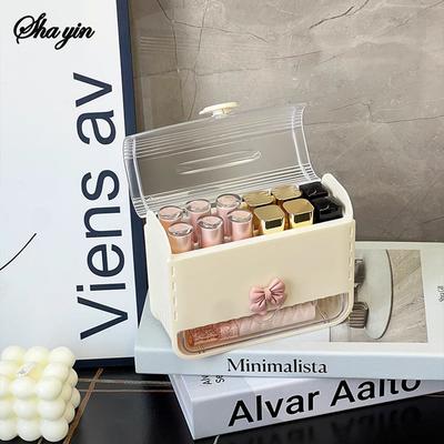 Lipstick Holder Storage Box, Multi Grid Display Shelf, Household Cosmetics Storage Box, Organizing Box