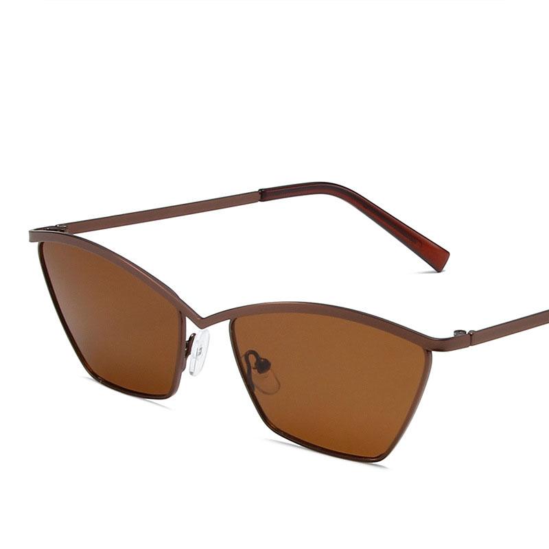 Ikke-polariserte klassiske katteøyne-rektangulære solbriller for kvinner Luksusmerkedesign Mote Vintage metallinnfatning solbriller Retro briller Unisex