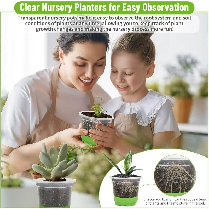 1/10PCS Round Nursery Pots with Soft Silicone Base Clear Flower Plant Transplant Pot Reusable Seedling Container Garden Supply