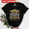 Proud Mom Of A 2024 Graduate T Shirt Graduation Class Pro Vintage Versatile Casual Slightly Graphic Designer Clothes