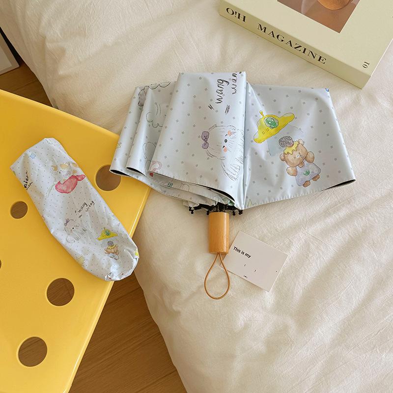 

Милый мультяшный дизайн зонт от солнца женский погода и дождь двойной солнцезащитный крем защита от ультрафиолета студенческий автоматический складной зонт