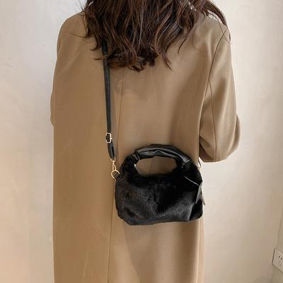 Urban Simple Women's Plush Shoulder Bag Simple and Versatile Women's Bag Women's Solid Color Generous Bag Messenger Bag