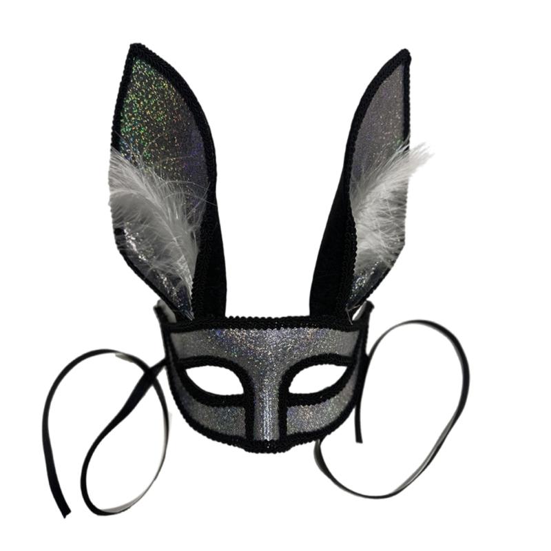 Rabbits Ears Masquerade Half Mask for Themed Event Proms and Festivals Party Rabbits Glitter Eyemask for Adult Unisex