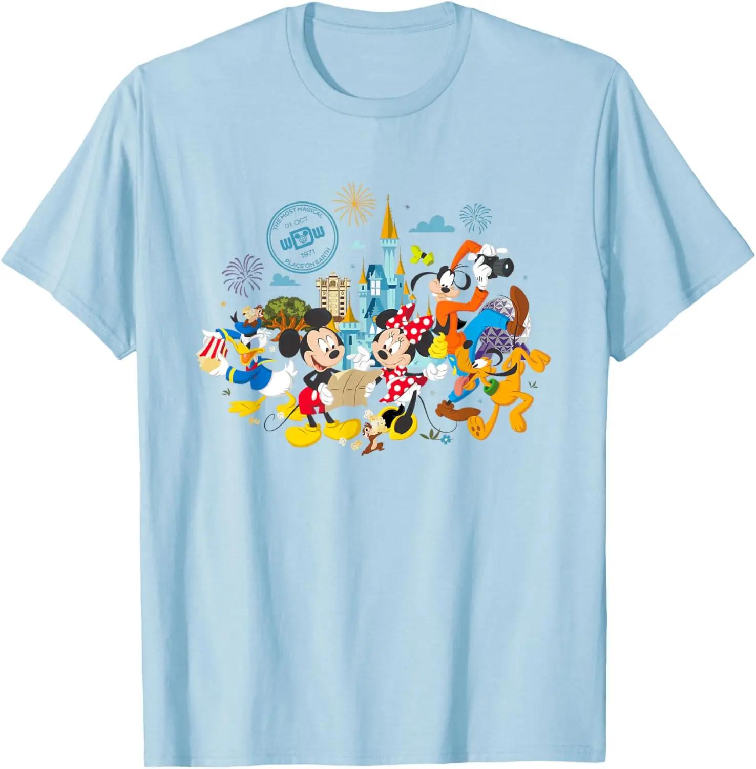Hot Fashion Casual Walt Disney World 50th Anniversary Mickey and Friends T-Shirt S-4XL Summer XL