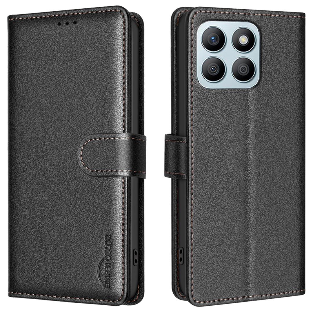 

BINFEN COLOR BF32 For Honor X8b 4G Case Stand Leather Phone Cover RFID Blocking A