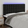 VidaXL Tête de Lit à LED Meuble de Chambre à Coucher Accessoire de Lit Double Tête de Cadre de Lit Intérieur Noir 3122532