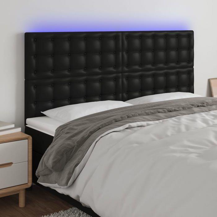VidaXL Tête de Lit à LED Meuble de Chambre à Coucher Accessoire de Lit Double Tête de Cadre de Lit Intérieur Noir 3122532