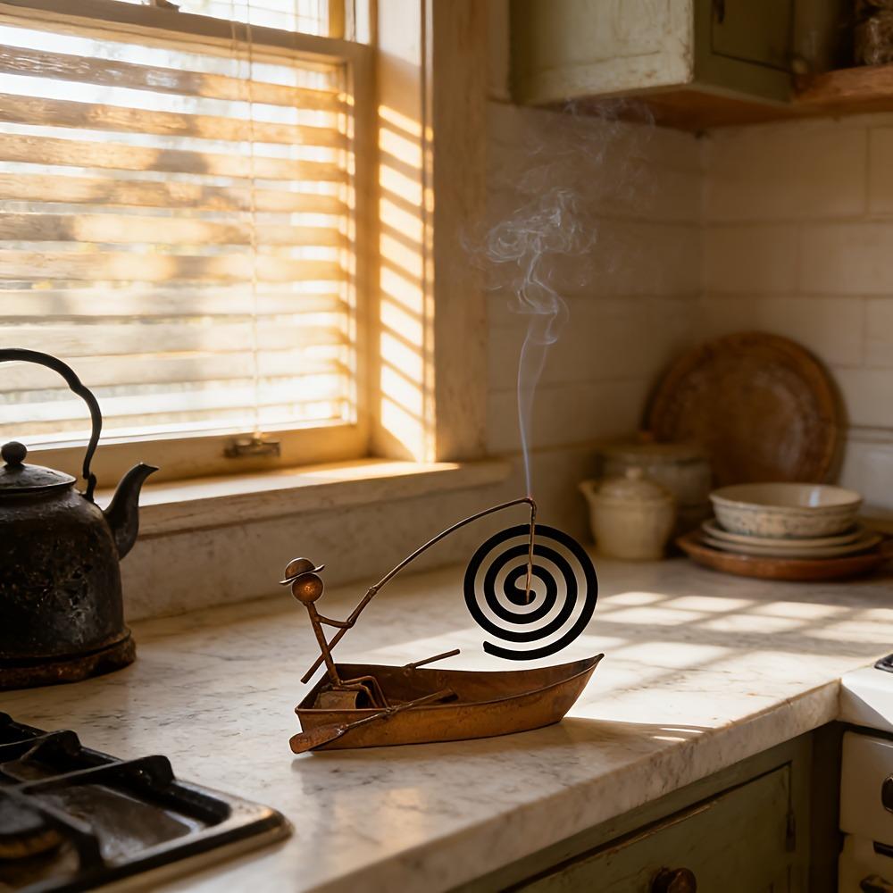 Coil Tray Metal Coil Stand Vintage Style Incense Burner Stand Sailboat Coil Holder Bedroom Decor