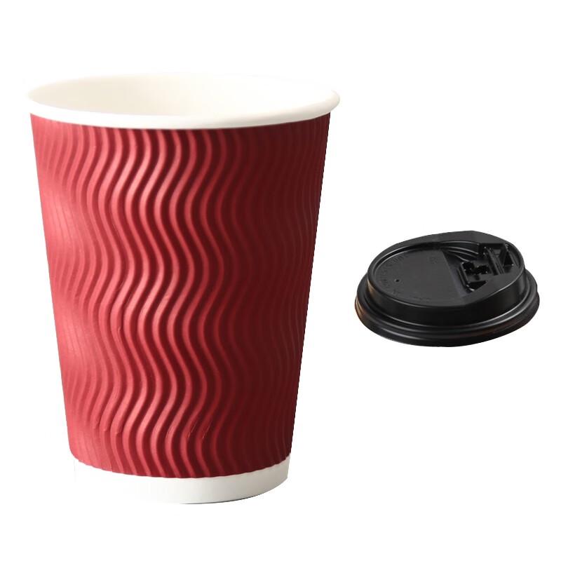 Xidien 14oz Double-Wall Disposable Coffee & Tea Cups with Lids, 100-Pack