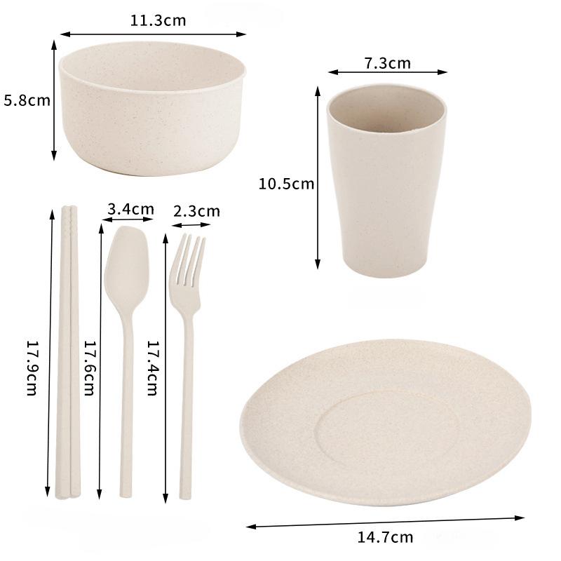 6Pcs Tableware Set Wheat Straw Cutlery Dinnerware Set Unbreakable Tableware Dishes Camping Set Of Dishes Dinnerware