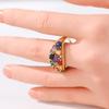 Exquisite Inlaid Multicolored CZ Women's Ring Trendy Gold Color Geometry Daily Wear Party Jewelry Anniversary Gift